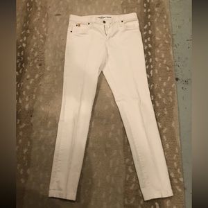 Second Yoga Jeans Womens Cropped Slim Straight Denim Ivory Stretch White 29